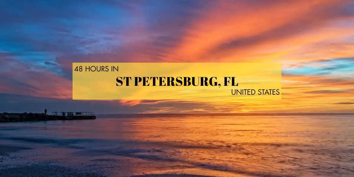 48hrs in st petersburg in text over a photo of the sunset