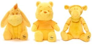 3 images of soft toys on a white background disney at selfridges