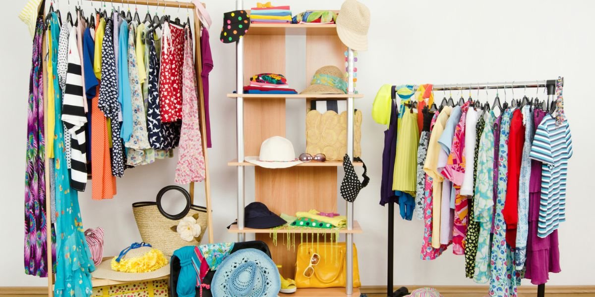 Travel fashion messy clothes rail and shelves