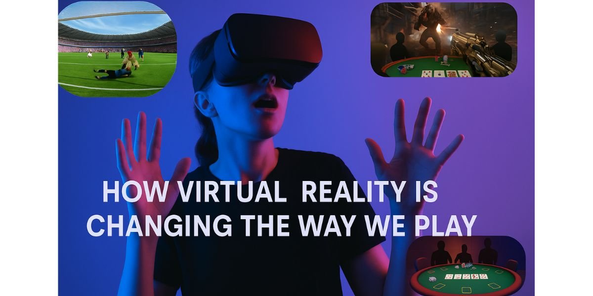 woman wearing VR goggles playing on virtual reality machine