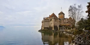 Chillon Castle image of a medieval castle on the waterfront
