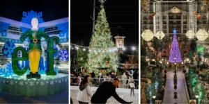 3 images of christmas lights in grapvine texas