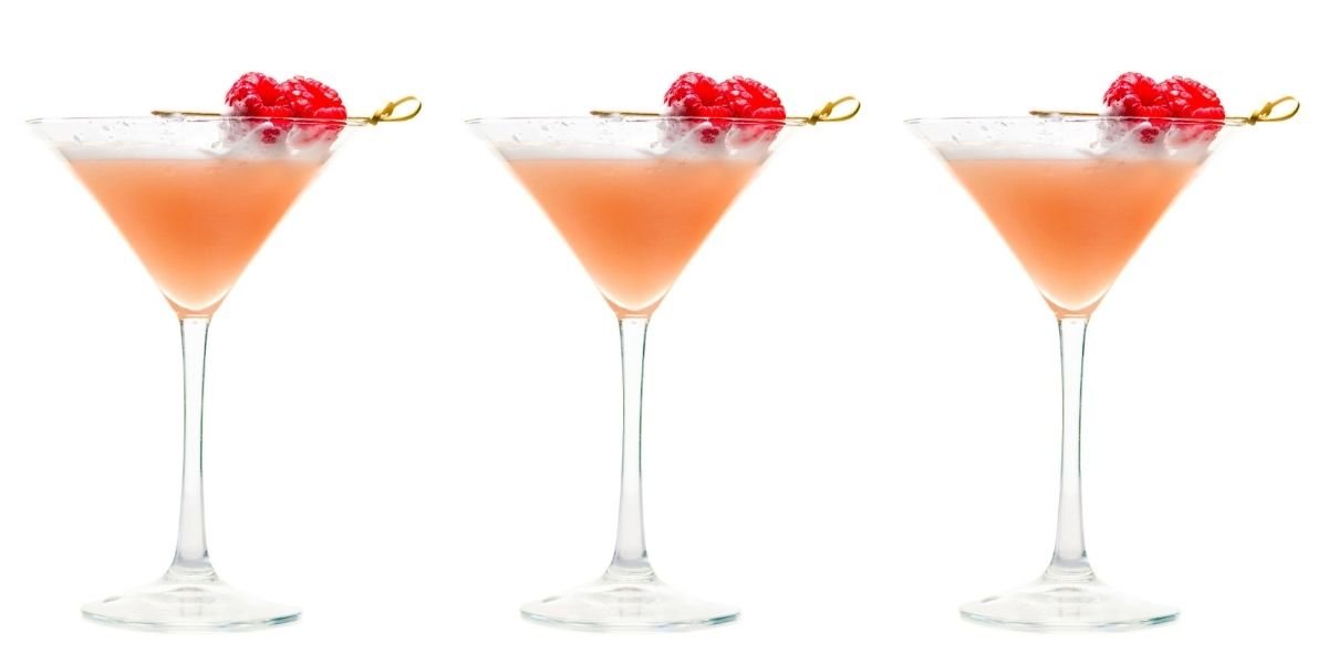 three french martini cocktails on w white background