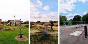 a composite picture of 3 childrens playgrounds