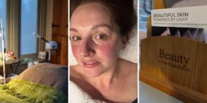 a woman having a facial