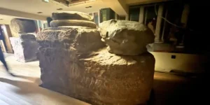 roman columns in a basement