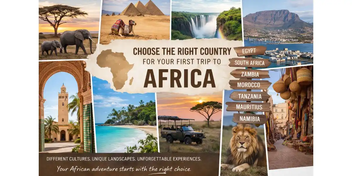 Trip to africa, composite image of different aspects of Africa