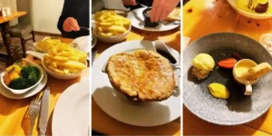 composite of 3 photos of pub grub inthe yorkshire dales