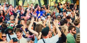 crowd at an outdoor music gig