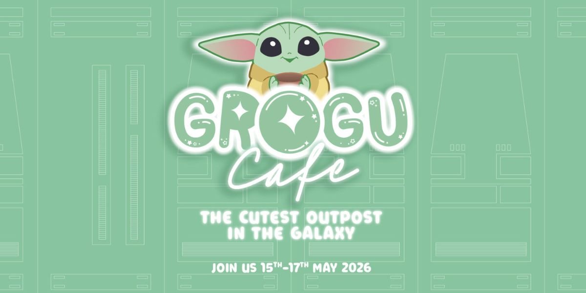picture of grogu with a cafe logo