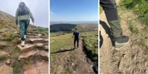 3 images of people wearing Salomon Quest boots