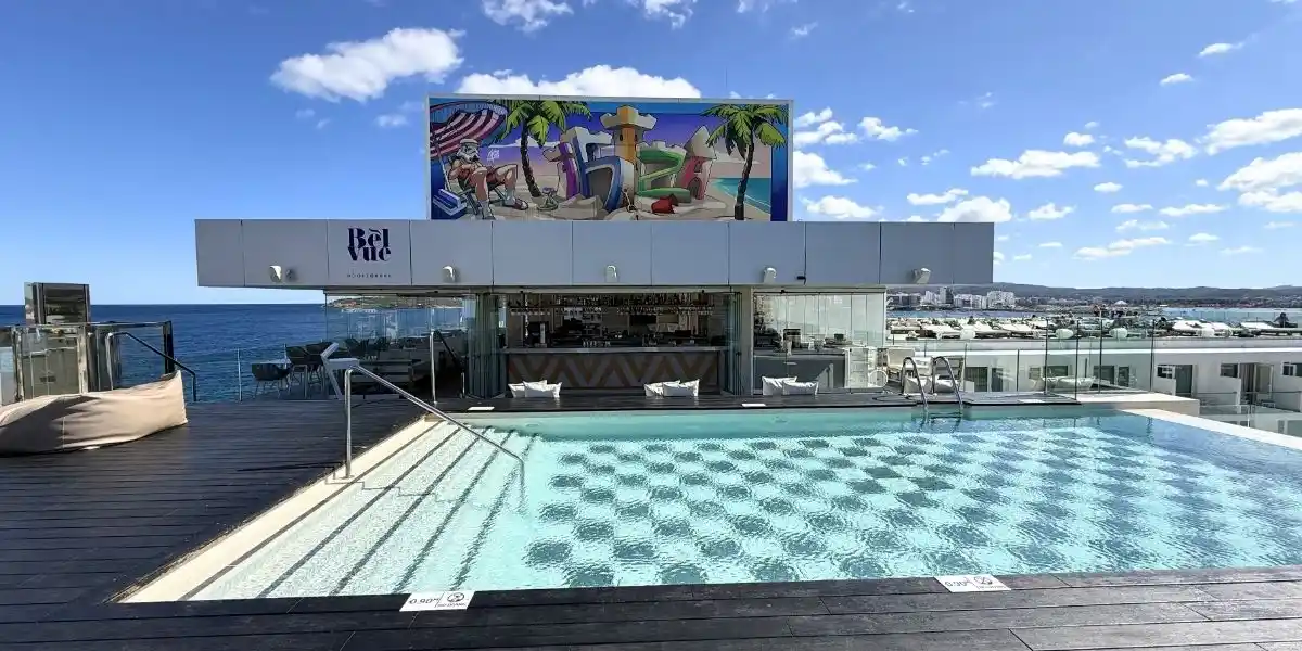 The rooftop infinity pool at amare beach hotel ibiza.