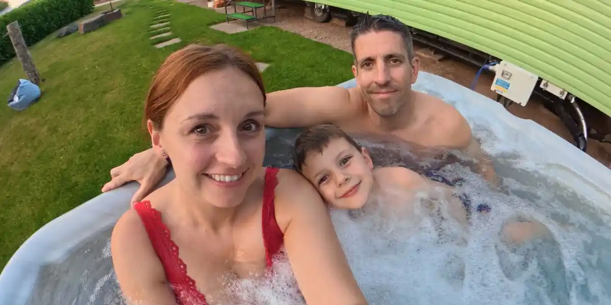 family in hot tub at Love to Stay in shrewsbury