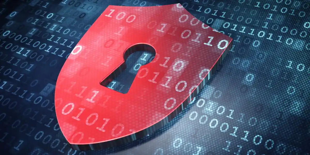 red shield on digital background, security concept betinireland