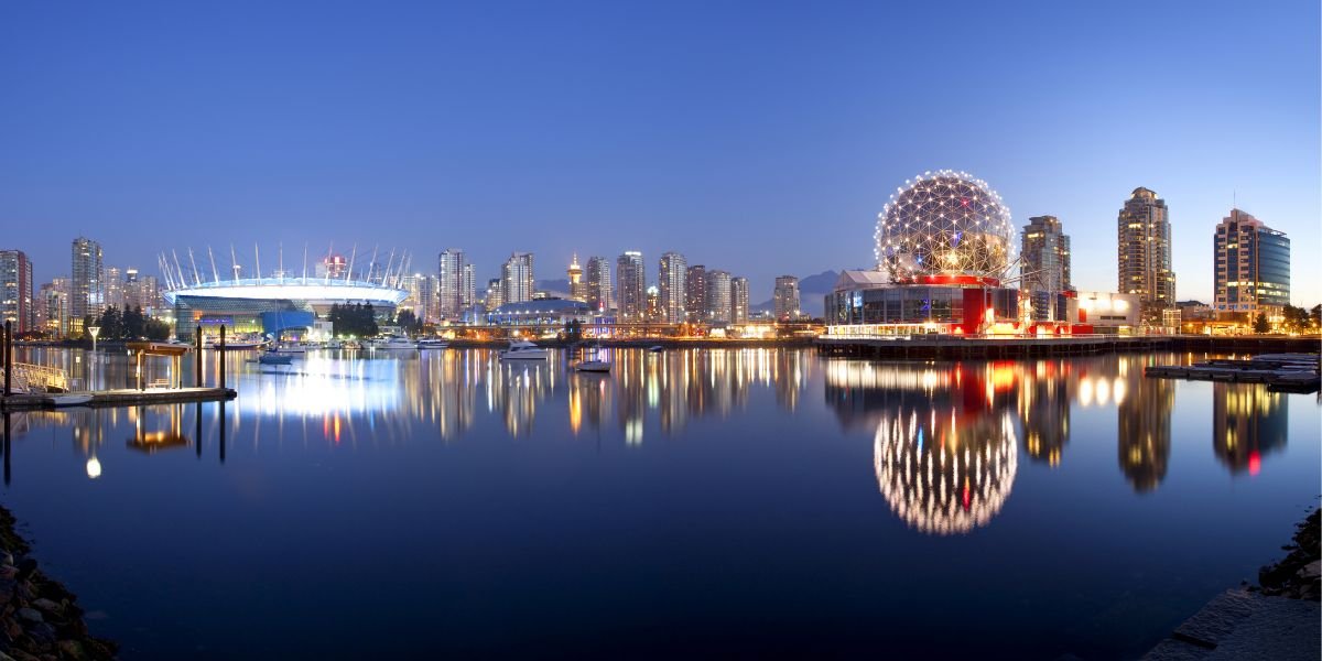 Vancouver in Canada. The city of Vancouver in British Columbia, Canada at night