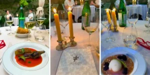 la mirande restaurant with food on a candlelit table