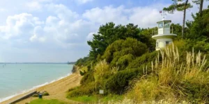 Millenium Light Beacon on the coast at Lepe in the New Forest National Park, Hampshire, UK