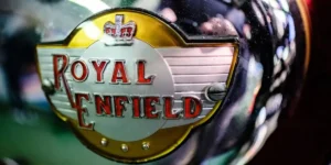 Emblem on a Royal Enfield Motorcycle