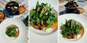 three dishes for starters at a seafront restaurant The Rock at The Albion