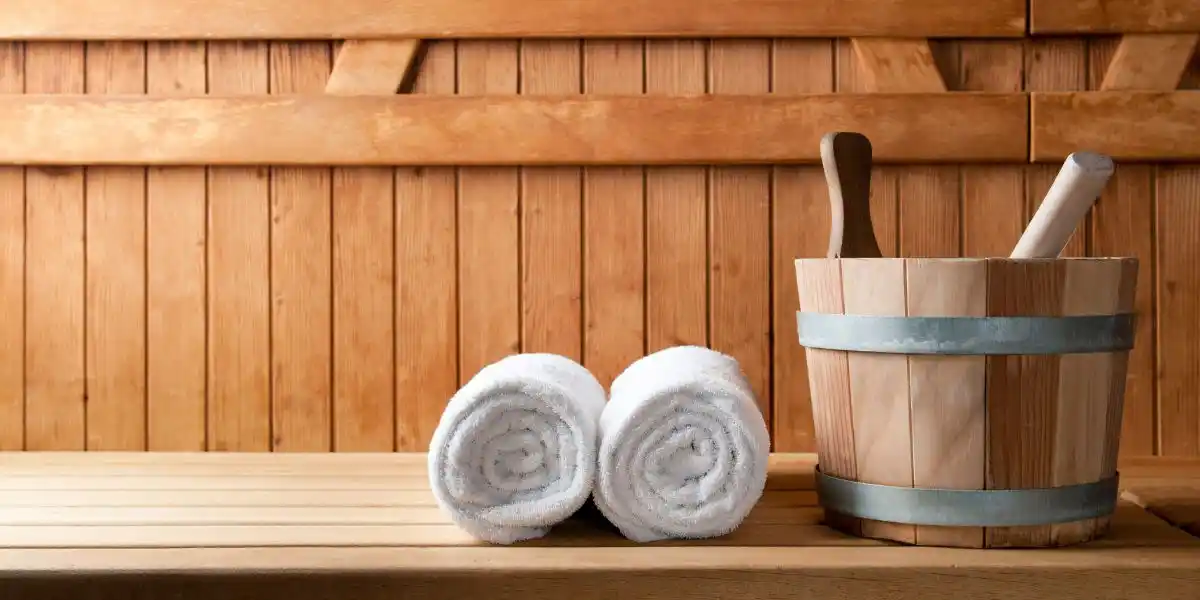 Spa modern interior sauna and sauna bucket. spa in York
