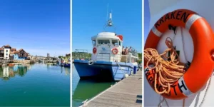 three images of the quay to quay ferry tot he isle of wight