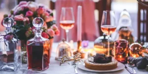beautifully set table for a christmas feast