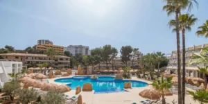 a swimming pool in mallorca in october