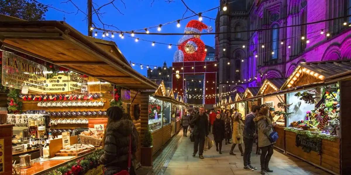 Christmas market street scene